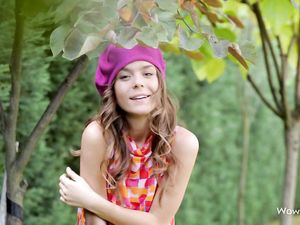 Slender Ass Flashing Teen In The Garden